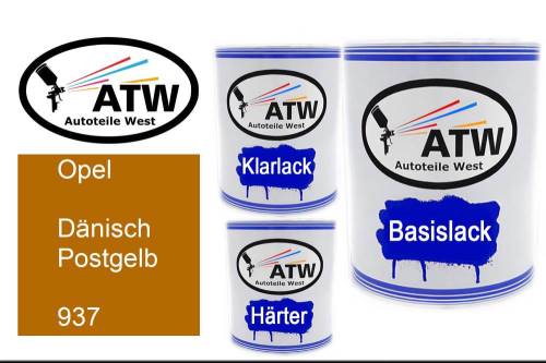 Opel, Dänisch Postgelb, 937: 1L Lackdose + 1L Klarlack + 500ml Härter - Set, von ATW Autoteile West.